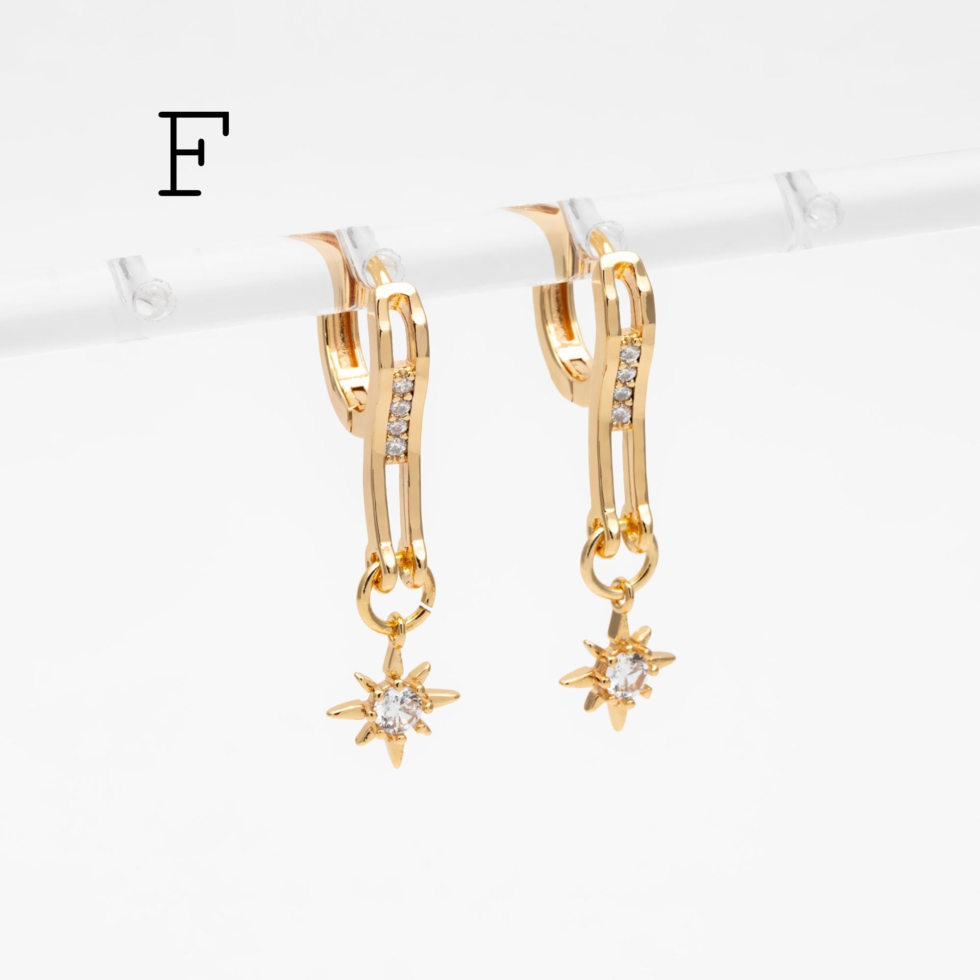 4pcs CZ Pave Hoop Earrings, 18K Real Gold plated Huggie Earrings (GB-3894)